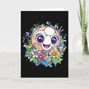 Tarjeta Bello Balón De Fútbol Con Arte De Flor