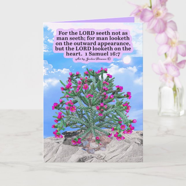 Tarjeta Bello Cactus Cholla Escritura 1 Samuel 16:7 (Orquídea)