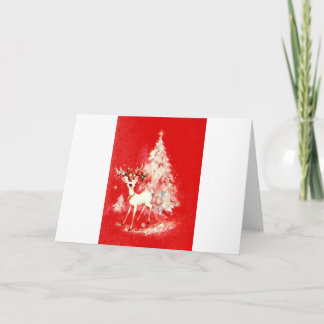 Tarjeta Bello Reno de Ciervo Vintage de la Mitad del Siglo