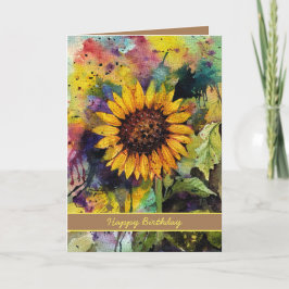 Tarjeta Bellos girasoles en acuarela  
