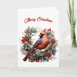 Tarjeta Bellos Navidades del Cardenal Rojo Ilustracion