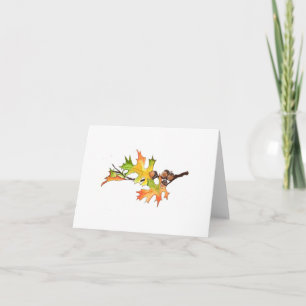 Tarjeta bellotas y hojas de otoño