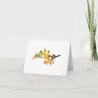 Tarjeta bellotas y hojas de otoño