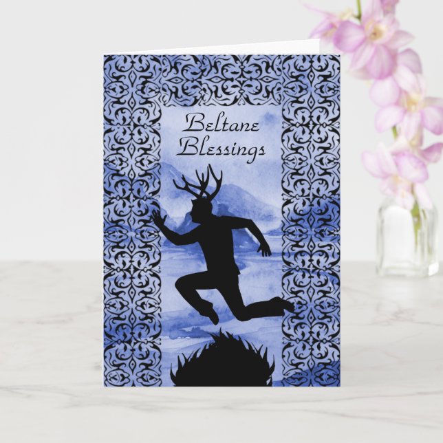 Tarjeta Beltane Bendice Silhouette de hombre morado (Orquídea)