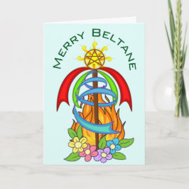 Tarjeta Beltane Mayday Maypole vacaciones en Sabbat