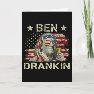 Tarjeta Ben Drankin Benjamin Franklin 4 de julio Divertido