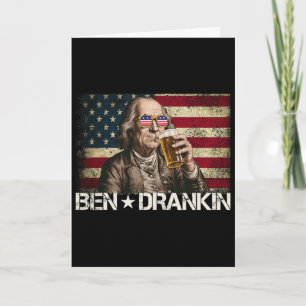 Tarjeta Ben Drankin Cerveza Divertida 4 De Julio Bandera R