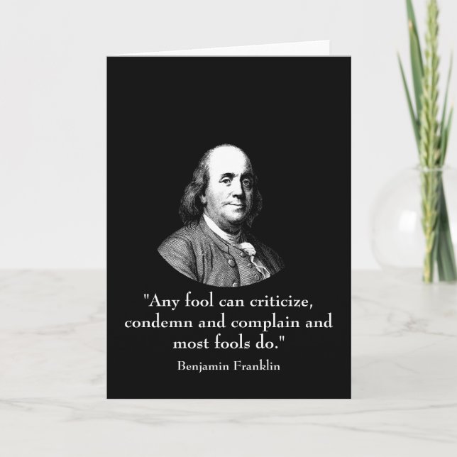 Tarjeta Ben Franklin y cita (Anverso)