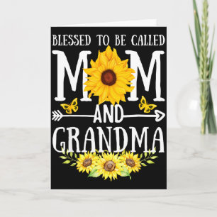 Tarjeta Bendecida por ser llamada mamá y abuela floral lin