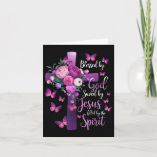 Tarjeta Bendecido Por Dios Salvado Por Jesús Cruce Floral 