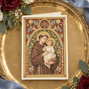 Tarjeta Bendición católica de San Antonio y el Niño Jesús