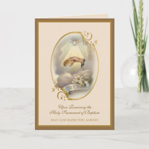 Tarjeta Bendición de Bautismo Católico Vintage