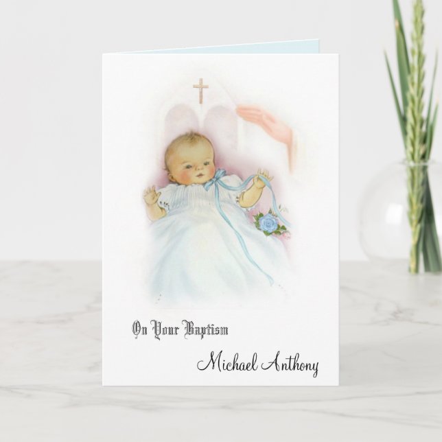 Tarjeta Bendición de Bautizo de Niño (Anverso)