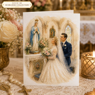 Tarjeta Bendición de Boda Católica Altar de la Madre Bendi
