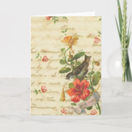 Tarjeta Bendición de cumpleaños de pájaro vintage