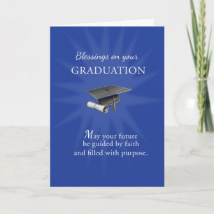 Tarjeta Bendición de Graduación Religiosa Gorra Azul Diplo