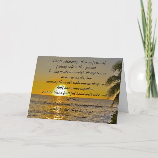 Tarjeta Bendición de la playa de la puesta del sol de la (Anverso)
