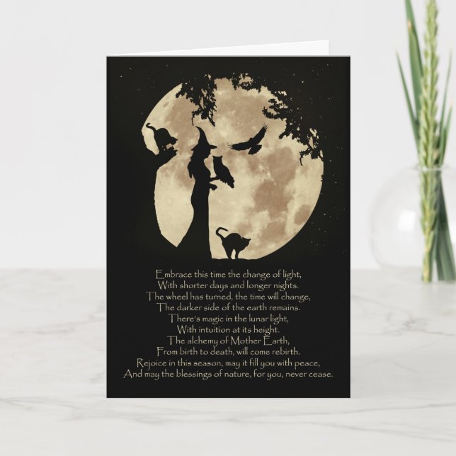 Tarjeta Bendición de Mabon del Equinoccio de Otoño con Bru (Anverso)