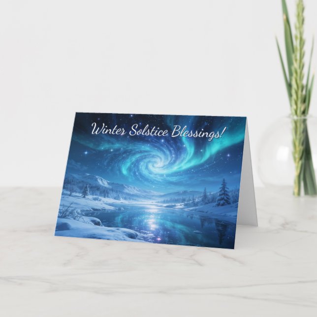 Tarjeta Bendición del solsticio de invierno Noche de Yule  (Anverso)