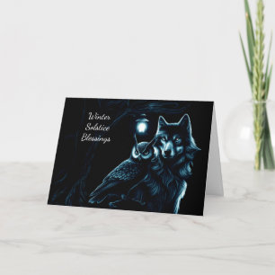 Tarjeta Bendición del solsticio de invierno Yule con búho