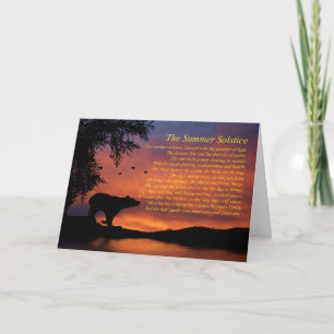 Tarjeta Bendición del Solsticio de Verano con Oso y Pájaro