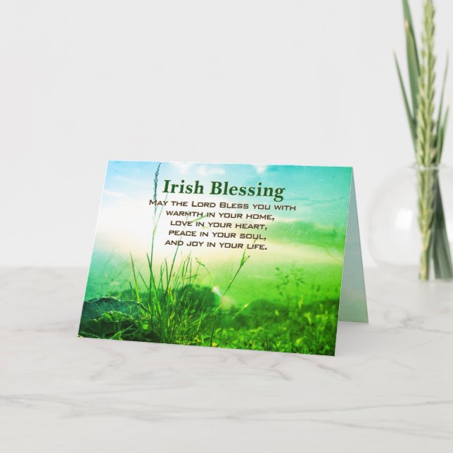 Tarjeta Bendición irlandesa, amor en tu corazón, acantilad (Anverso)