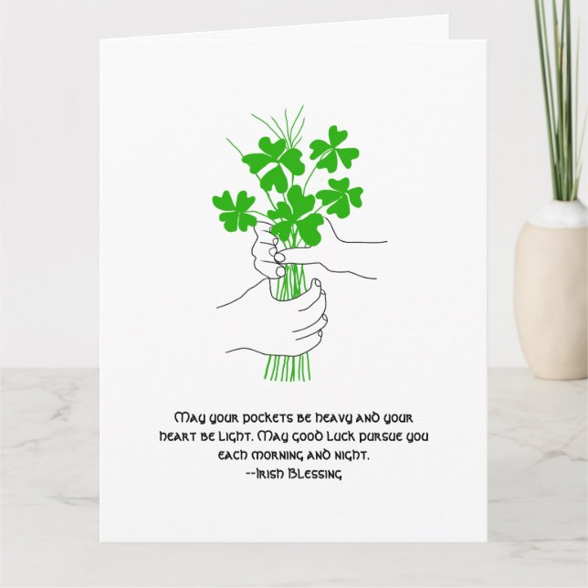 Tarjeta Bendición irlandesa con el Bouquet de cuatro hojas (Anverso)
