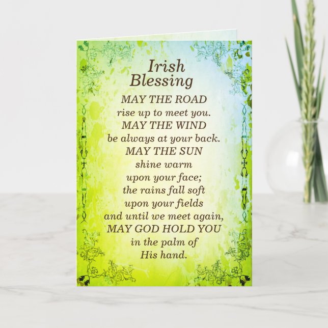 Tarjeta Bendición irlandesa, que el camino se levante para (Anverso)