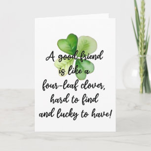 Tarjeta Bendición irlandesa trébol de 4 hojas suerte amist
