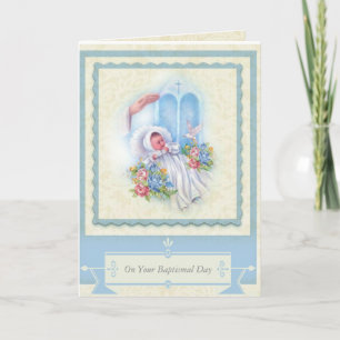 Tarjeta Bendición para los bebés Rosas del BAPTISM