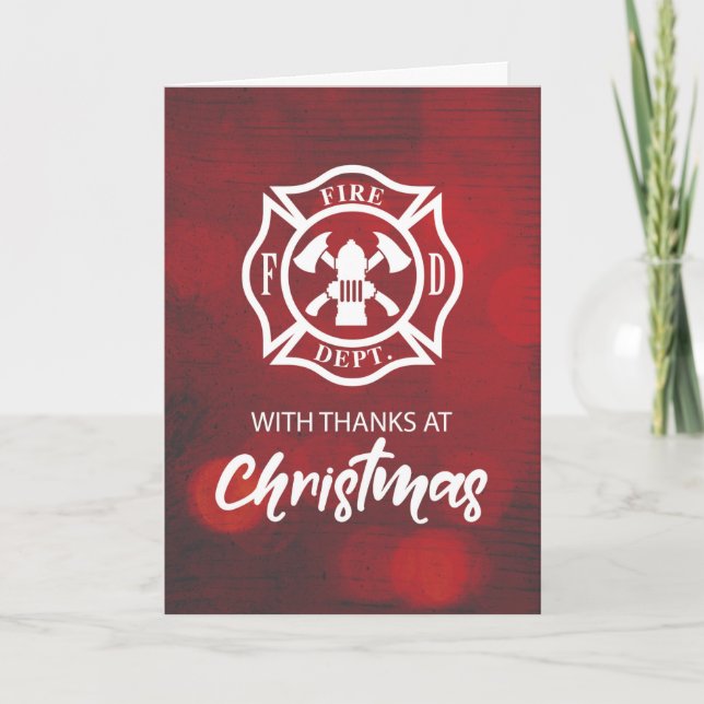 Tarjeta Bendición para los Navidades de bomberos Gracias E (Anverso)