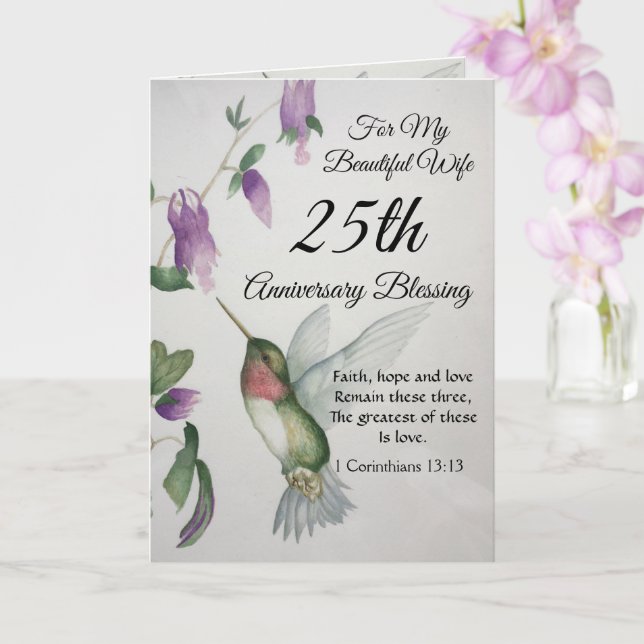 Tarjeta Bendición por el 25 aniversario de la bella esposa (Orquídea)