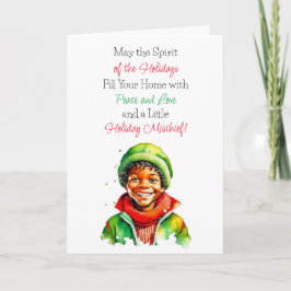 Tarjeta Bendiciones a pequeños Navidades elfos de la época