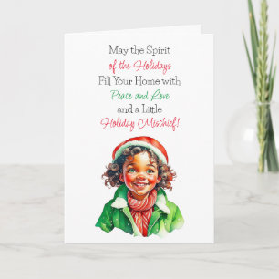Tarjeta Bendiciones a pequeños Navidades elfos de la época