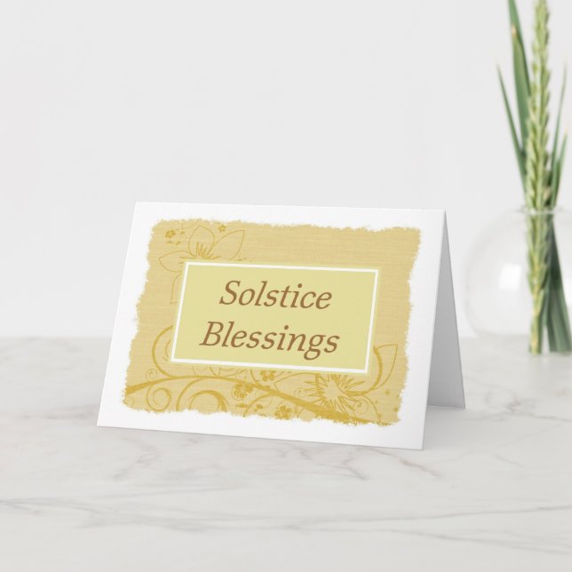 Tarjeta Bendiciones al solsticio de verano con flores (Anverso)
