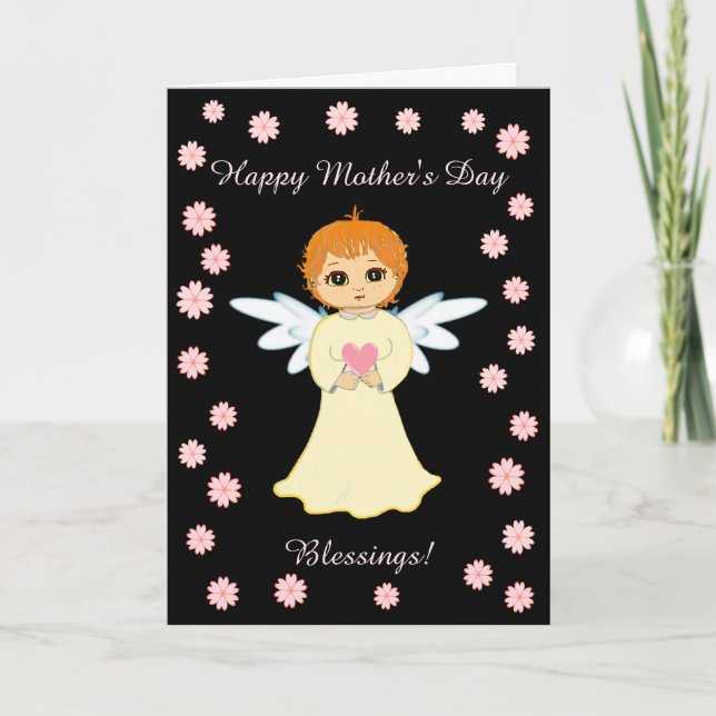 Tarjeta Bendiciones Angel del Día de la Madre (Anverso)