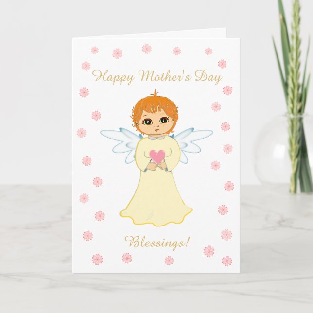 Tarjeta Bendiciones Angel del Día de la Madre (Anverso)