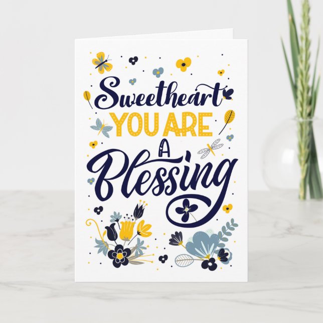 Tarjeta Bendiciones botánicas de cumpleaños de amor (Anverso)