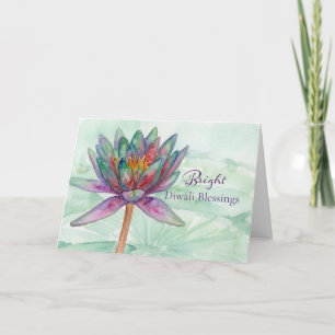 Tarjeta Bendiciones Brillantes de Diwali Flor de Loto