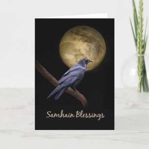 Tarjeta Bendiciones celtas de Raven o Crow Samhain