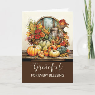 Tarjeta Bendiciones de Acción de Gracias agradecidas con n