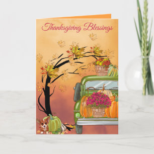 Tarjeta Bendiciones de Acción de Gracias Calabazas de Otoñ