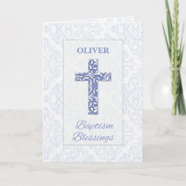 Tarjeta Bendiciones de Bautizo de Niño Cruces Remolinos de
