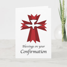 Tarjeta Bendiciones de Confirmación Paloma sobre Cruz Roja