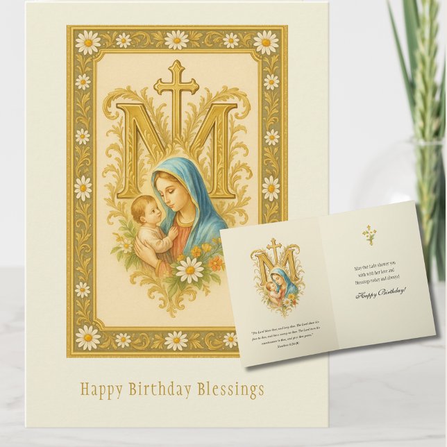 Tarjeta Bendiciones de cumpleaños de nuestra Dama y Niño J (Subido por el creador)