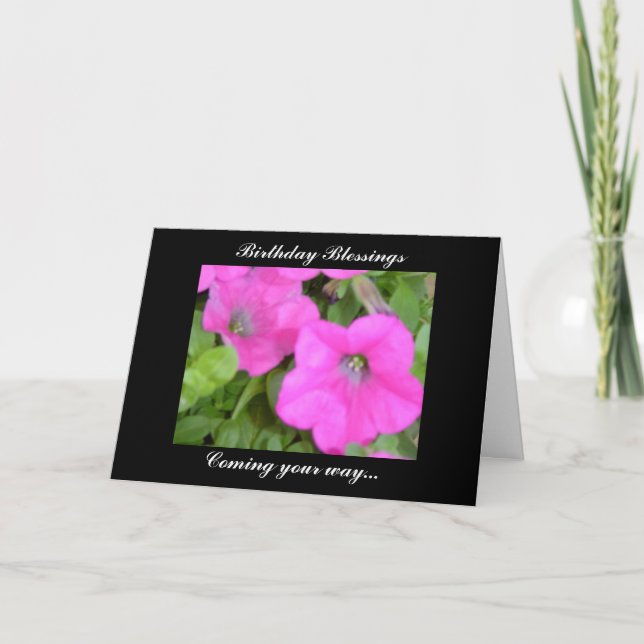 Tarjeta Bendiciones de cumpleaños de Petunias (Anverso)
