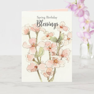 Tarjeta Bendiciones de cumpleaños de primavera Flores de d