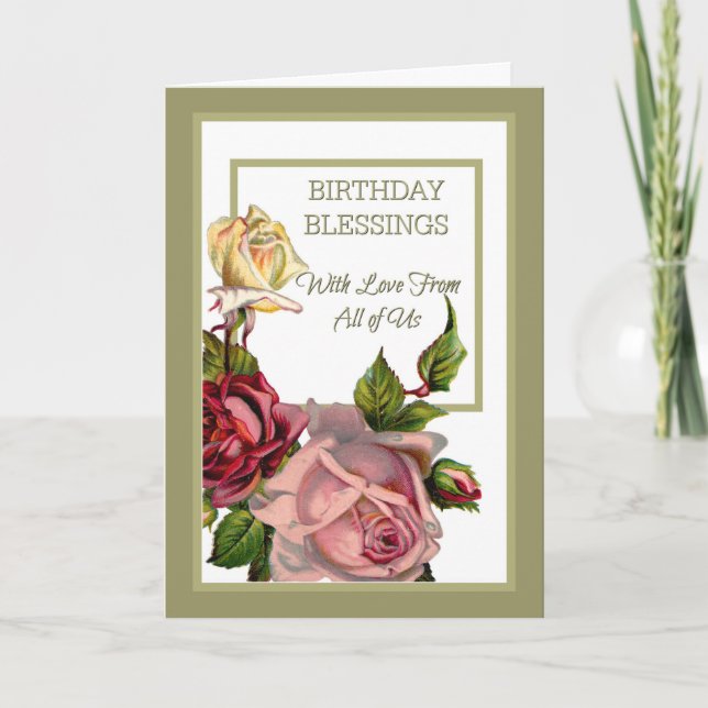 Tarjeta Bendiciones de cumpleaños de todas las rosas rojas (Anverso)