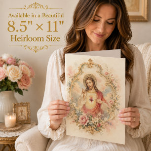 Tarjeta Bendiciones de cumpleaños del Sagrado Corazón tama