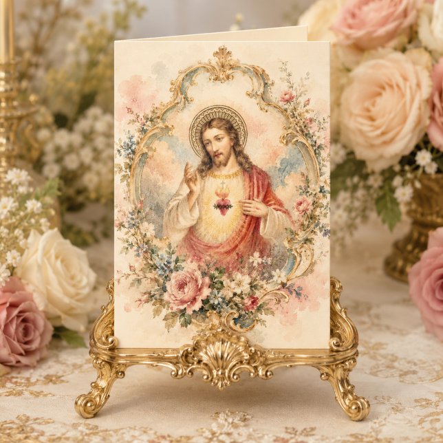 Tarjeta Bendiciones de cumpleaños del Sagrado Corazón vint (Subido por el creador)